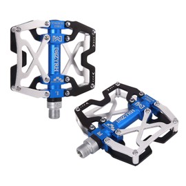 MZYRH Mountain Bike Pedals, Ultra Strong Colorful CNC Machined 9/16" Cycling Sealed 3 Bearing Pedals(Silvery Blue Black 3 Bearings)