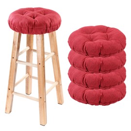 LYLNBYWK Bar Stool Covers Set of 4, Stool Covers Round with Elastic Band Pad, Soft Stool Seat Covers, Nonslip and Washable, 12 Inch, Wine Red