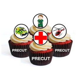 Ambulance/Paramedic Edible PREMIUM THICKNESS SWEETENED VANILLA, Wafer Rice Paper Cupcake Toppers/Decorations by Cian's Cupcake Toppers Ltd