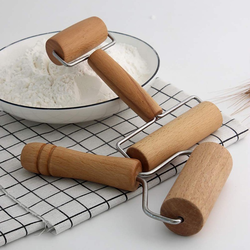 UUYYEO Wood Double Rolling Pin Pastry Pizza Roller Dough Roller