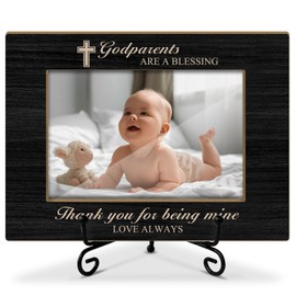 Godparent Gifts Christian Gifts 4 x 6 Picture Frame Wooden Frame Photo Frame Tabletop Display Home Decor for Living Room Office - Godparent Are a Blessing Thank You for Being Mine Love Always -32