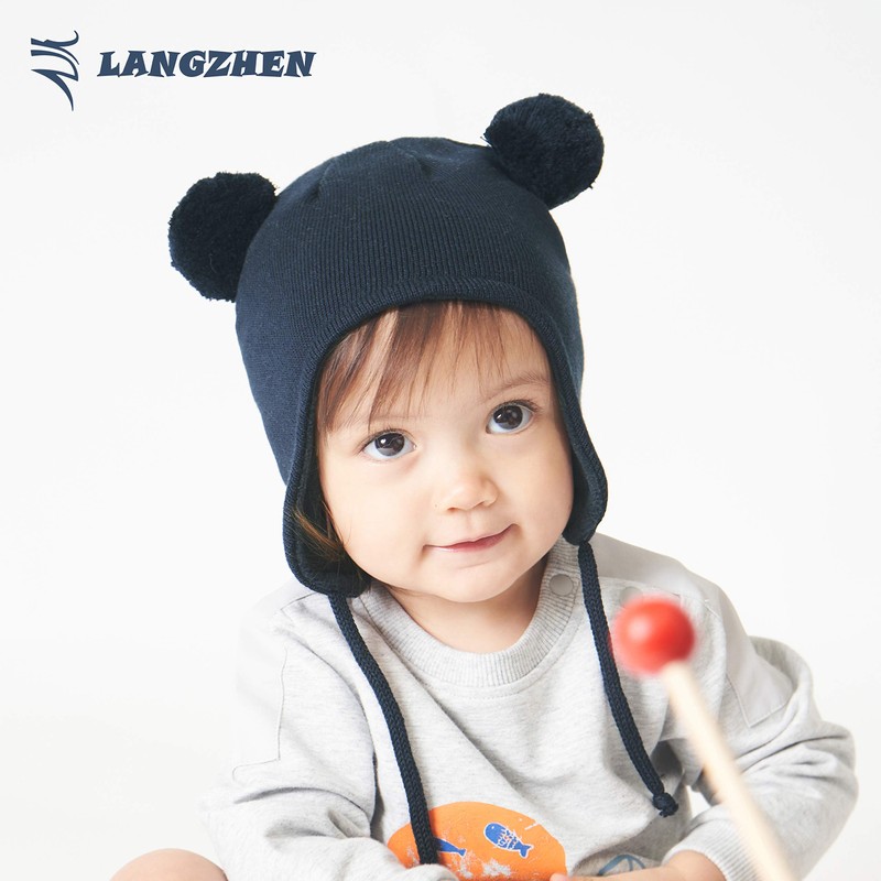 LANGZHEN Bonito gorro de invierno con pompones para bebés y