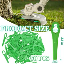 80 Pcs Grass Trimmer Replacement Blades, 83 mm Plastic Garden Mower Blades Cordless Lawn Mower Cutting Blades Lawn Strimmer Accessories Tool for Swift Ryobi VonHaus Grass Strimmer-Green