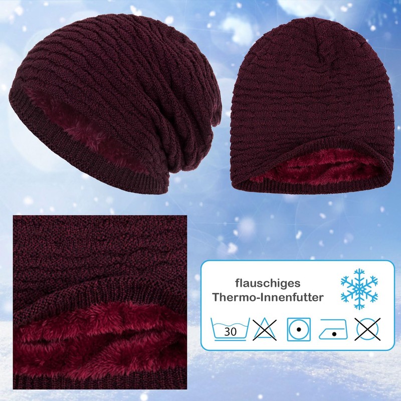 Compagno Winter Warm Lined Honeycomb Beanie Hat Mottled One Size