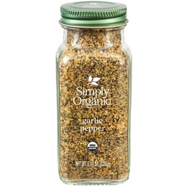 Simply Organic Garlic Pepper, 3.73 Ounce Jar, Blended with Pepper Sea Salt and Onion for Robust Flavor to any Dish