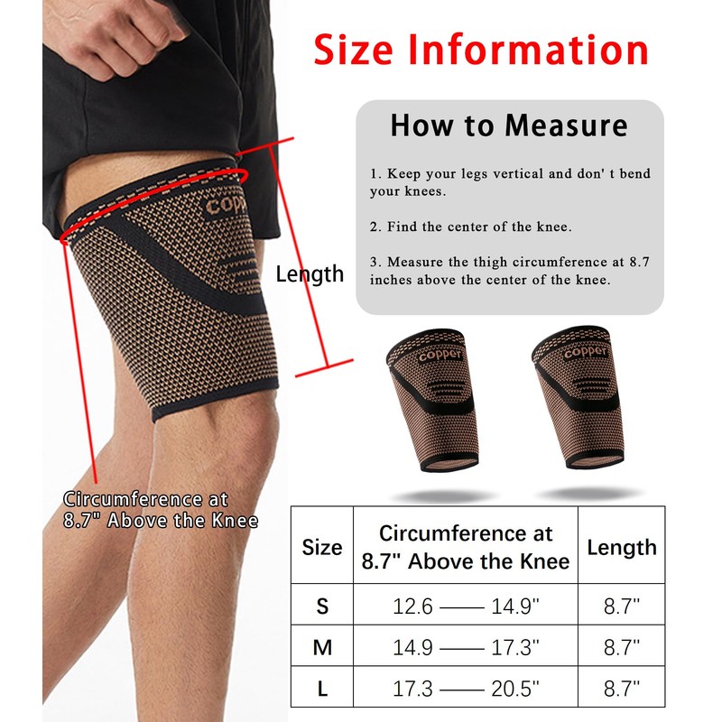 FVVWVV 1 Pair Thigh Compression Sleeve, Hamstring Compression Sleeve for