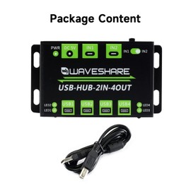 waveshare Industrial Grade USB HUB Extending 4X USB 2.0 Ports Switchable Dual Hosts Sharing USB Devices for Two Hosts Without Power Supply