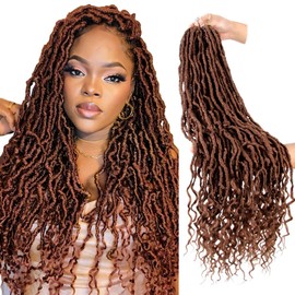 BOHOBABE Faux Locs Crochet Hair 24 Inch, Boho Soft Crochet Locs with Curly Ends, Long Bohemian Goddess Locs Crochet Braids for Black Women (6 Packs, 30#)
