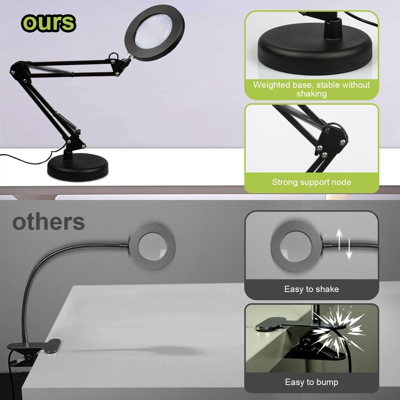 Zhiwei 10x Magnifying Glass with Light and Stand, 3 Color
