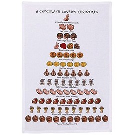 Peking Handicraft Twelve Days of Chocolate Lovers Christmas Flour Sack Kitchen Dish Towel - 18" x 26"
