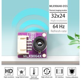 SEENGREAT MLX90640 IR Array Thermal Imaging Camera Module for Raspberry Pi, 32 x 24 Pixels, 55° Field of View Communicating, I2C Interface, Compatible with 3.3V/5V Working Level (55°FOV)