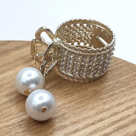 Women Small Hair Clip, Rhinestone Hair Clip Pearl Hair Accessories, Retro Golden Diamante Claw Clip for Thick Hair, Crystal Metal Ponytail Holder, Pearl Tassel Prom Party Hair Clip