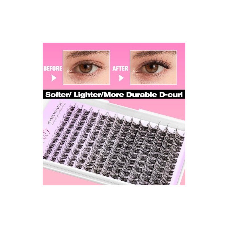 VEYESBEAUTY Lash Clusters Kit Individual Eyelash Extensions Thin & Invisible