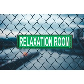 Relaxation Room Sign - Zen Den Relax Read Quiet Zone Meditate Therapy Rustic Street Metal Sign or Door Name Plate Plaque Garden Bar Farm House Garage Wall Decor Green Tin Sign 16 X 4 Inch
