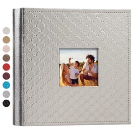 Mublalbum Small Photo Album 4x6 200 Photos Leather Cover Picture Book with Horizontal Pockets for Baby Wedding Anniversary and Family (Gray)