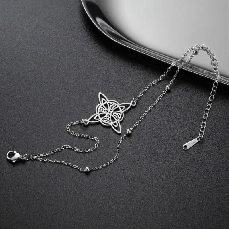 TEAMER Adjustable Witches Knot Bracelet Stainless Steel Dainty Double Layer