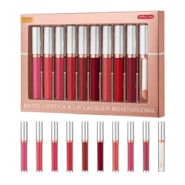 10 Colores Lápiz Labial, Maquillaje de Larga Duración, Conjunto de San Valentín, Brillo de Labios, Resistente al Agua, Antiadherente, Regalos de San  