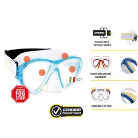 Cressi Fiji Unisex Adult Snorkel Mask, Transparent/Aquamarine, One Size
