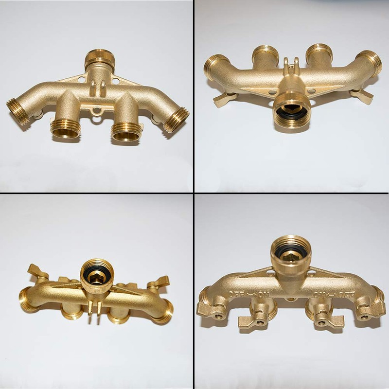 HQMPC 4 Way Hose Splitter 3/4" GHT Garden Hose Splitter