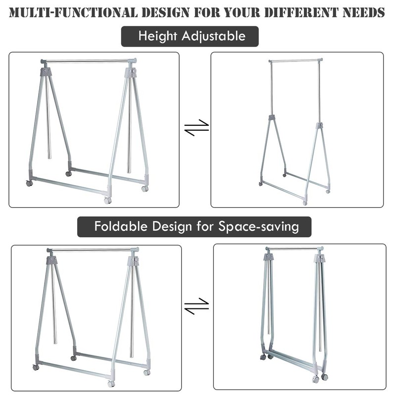 Tangkula Extendable Garment Rack, Heavy Duty Foldable Clothes Rack with