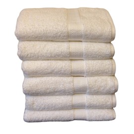 Grandeur Hospitality Bath Towels. 6 Pack. 30inx52in, 100% Cotton, White