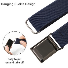 Boy Kids Silver Buckle Belt - Adjustable Elastic Belts for Toddler, 3 Pieces (Gunmetal Buckle- Black/Navy Blue/Gray)