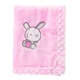 iDIY Baby Blanket Plush Bunny, Soft and Warm, Ideal for Stroller and Bed, Baby Gifts, Pink 30x40in