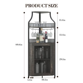 Tioutbot Corner Bar Cabinet, Wine Bar Cabinet with Adjustable Shelf & Glass Holder, 5-Tiers Storage Space Corner Liquor Cabinet, Modern Liquor Cabinets for Small Space, Dark Wood