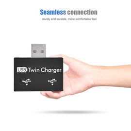 USB Hub, Hub USB 2.0 Male to 2-Port USB Twin Charger Splitter Adapter Converter Kit, Plug and Play (Black)