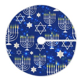 Happy Hanukkah Blue christmas tree decorations round decoration washable small for outdoor kitchen farmhouse 4 ft