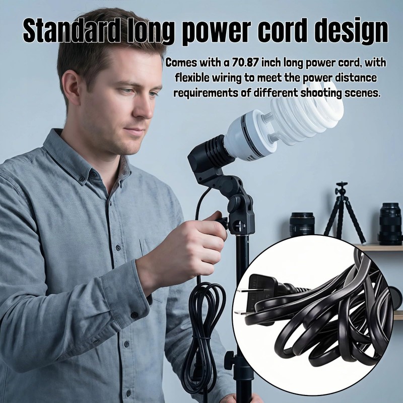 E27 Lamp Holder with Umbrella Bracket, 360° Adjustable Photography Light