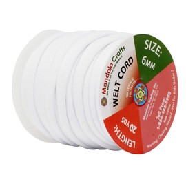 Mandala Crafts White Polyester Cotton Welting Cord for Upholstery Welt Cord Piping Rope Filler Sewing - 20 YDs ¼ Inch Cotton Piping Cord Welt Cording for Drapery Pillow Trimming