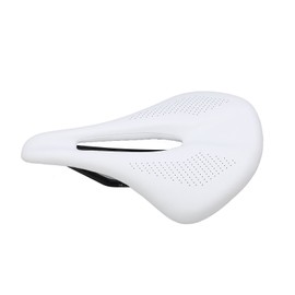 155mm Widen Carbon Fiber Leather Bicycle Saddle Cushion Hollow Cycling Road Bike CushionWhite