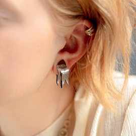 Earblity 2 PCS Silver 00g (10mm) Tooth Ear Weights for Stretched Ears, Hypoallergenic 316 Stainless Steel Ear Hangers Ear Plugs Tunnels Gauges Body Jewelry Women Men