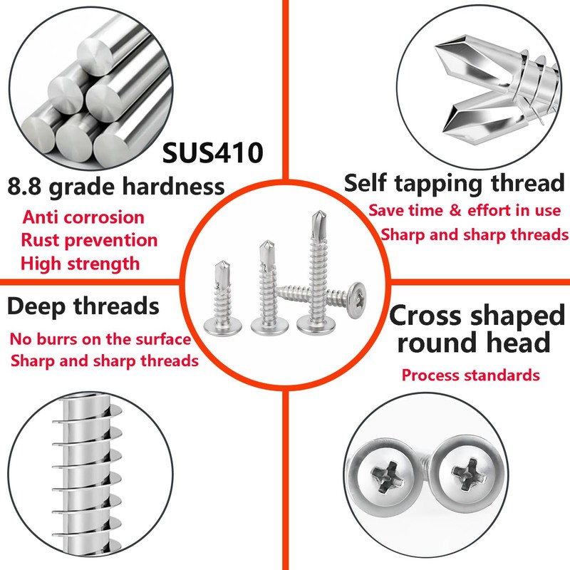 Qrity Self Tapping Screws M4.2 x 50 mm, Drill Tail