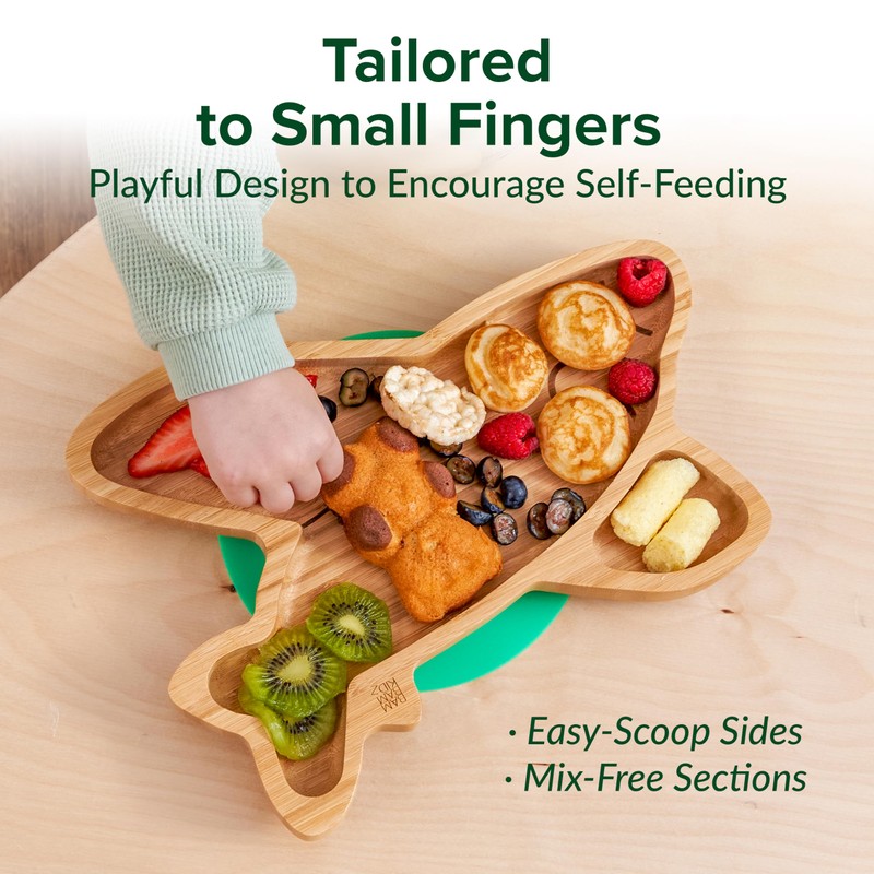Bamboo Divided Suction Plate Baby - Strong Suction Toddler Plates