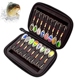 Trout Fishing Lures | Multi-Coloured Swim Spinner Fishing Baits,16x Fishing Spinner for Jigging, Water Spinner Bait Bass Fishing Lures, Metal Spinner Baits Kit with Carry Bag