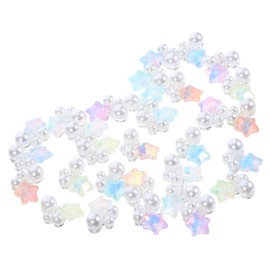WOONEKY 30pcs Nail Charms with Pearl Stars Elegant Nail Art Decorations for Women for DIY Manicure Birthday and Party Supplies