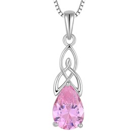 STARCHENIE Teardrop Necklace for Women 925 Sterling Silver Irish Celtic Knot Pendant October Birthstone Created Pink Tourmaline Jewelry