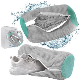 Pack of 2 Shoe Bags Washing Machine, Shoe Wash Bag, Large Reusable Laundry Net Shoes with 360° Cleaning Fluff, Shoe Bag Washing Machine for Washing Machine, Dryer, All Shoe Types and Sizes