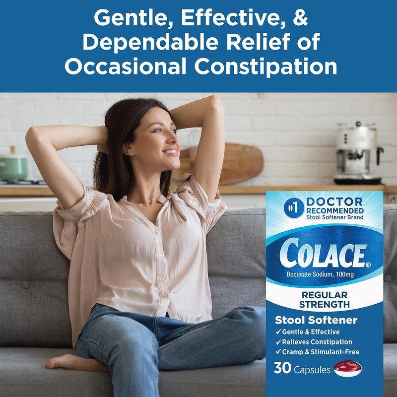 Colace Regular Strength Stool Softener for Gentle Effective Constipation Relief,