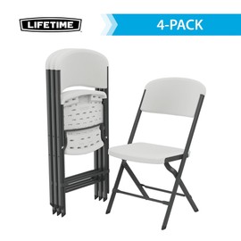 Lifetime Folding Chairs, Heavy Duty Foldable Chair Contoured for Comfort, 4-Pack