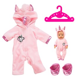 1 Pink Doll Clothes And Shoes Set, 1 Clothes Hanger With Ears And Horns, Winter Onesie, Baby Clothing Accessories, Doll Toy Clothing (43cm)