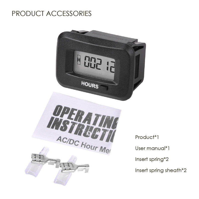 Jayron Digital LCD AC/DC 5V to 277V Hour Meter,Resettable Partial