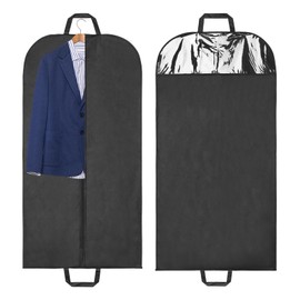 Hejo Pack of 2 Suit Garment Bags, 60 x 120 cm, Suit Bag, Black, Foldable Clothes Protective Cover with Handles, Travel Carry Clothes Cover, Suit Protective Cover for Suits, Jackets, Coats (Black)