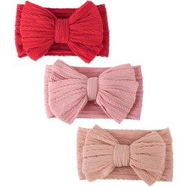 DRESHOW Headband Baby Girl Stretchy Nylon Headbands Handmade Headband for Newborns Toddlers Children Pack of 3, 3 Pack Twisted Stripes 85-06