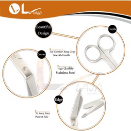 Premium Quality Lister Bandage Scissors 5.5" (14Cm), Stainless Steel (Pack Of 3) for Educational Use