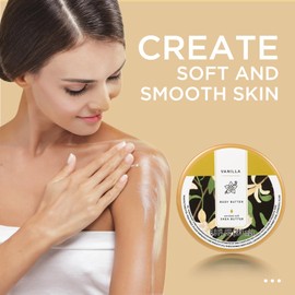 Princess Belle Vanilla Body Butter, Body Moisturizer for Dry Skin with Natural Shea Butter, Vanilla Body Care for Skin Deep Moisturizing and Softening-200ml(6.8 floz)