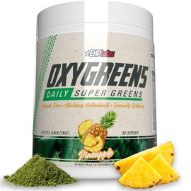 EHP Labs EHP Labs OxyGreens Super Greens Powder - Spirulina & Chlorella Superfood, Green Juice Powder & Greens Supplements with Prebiotic Fibre, Antioxidants & Immunity Support, 30 Serves (Pineapple)
