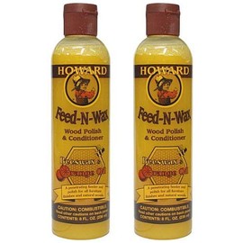 Howard Feed-N-Wax (Feeden Wax) Set of 2 (8 oz./8.1 fl oz (236 ml) x 2 Bottles = 16.5 fl oz (472 ml)